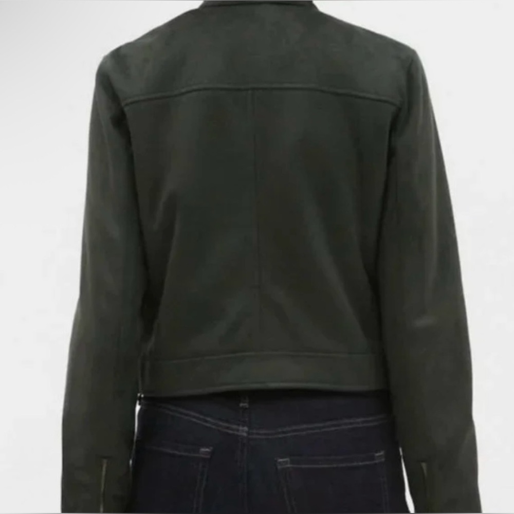 Banana Republic Green Vegan Faux Suede Motorcycle Jacket Size M - Picture 4 of 12
